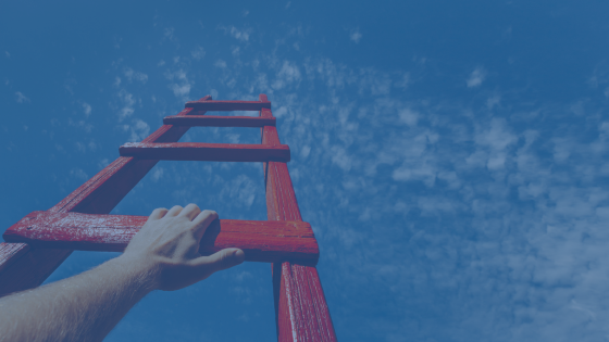 Person climbing a ladder symbolizes a person climbing in their career